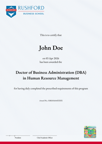 Doctor of Business Administration (DBA) in Human Resource Management