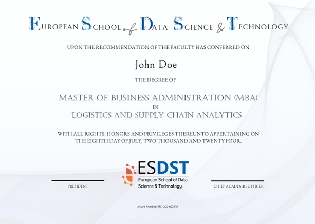 Master of Business Administration (MBA) in Logistics and Supply Chain Analytics
