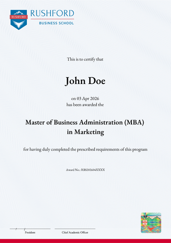 Master of Business Administration (MBA) in Marketing