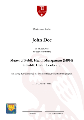 Master of Public Health Management (MPH) in Public Health Leadership