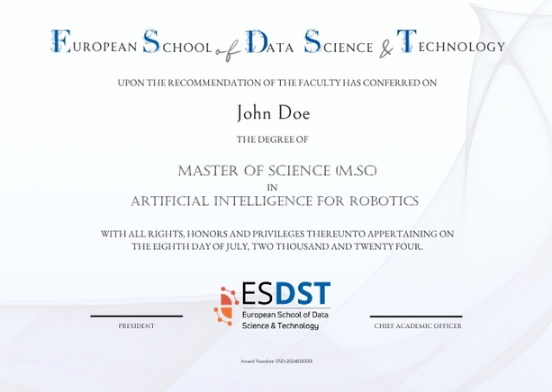 Master of Science (M.Sc) in Artificial Intelligence for Robotics