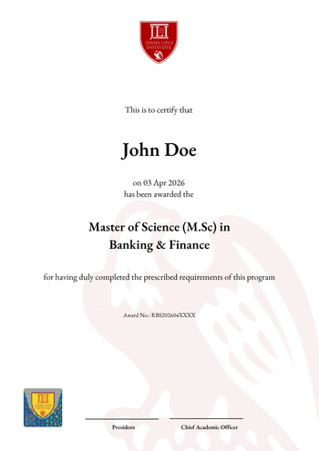 Master of Science (M.Sc) in Banking & Finance