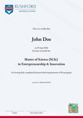 Master of Science (M.Sc) in Entrepreneurship & Innovation